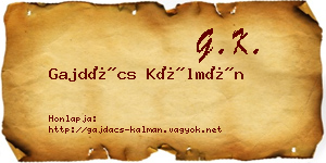 Gajdács Kálmán névjegykártya